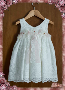 Φόρεμα βάπτισης λουλούδια υφασμάτινα LFB160
